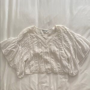 American Eagle Outfitters White Ruffled Crop Blouse
